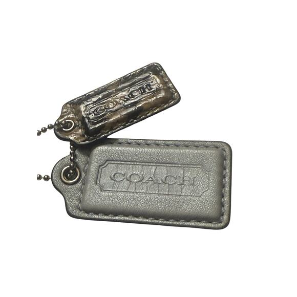 COACH Gray Leather & Brown Snakeskin Print Hangtag Purse Charm Set 2 - Picture 3 of 4